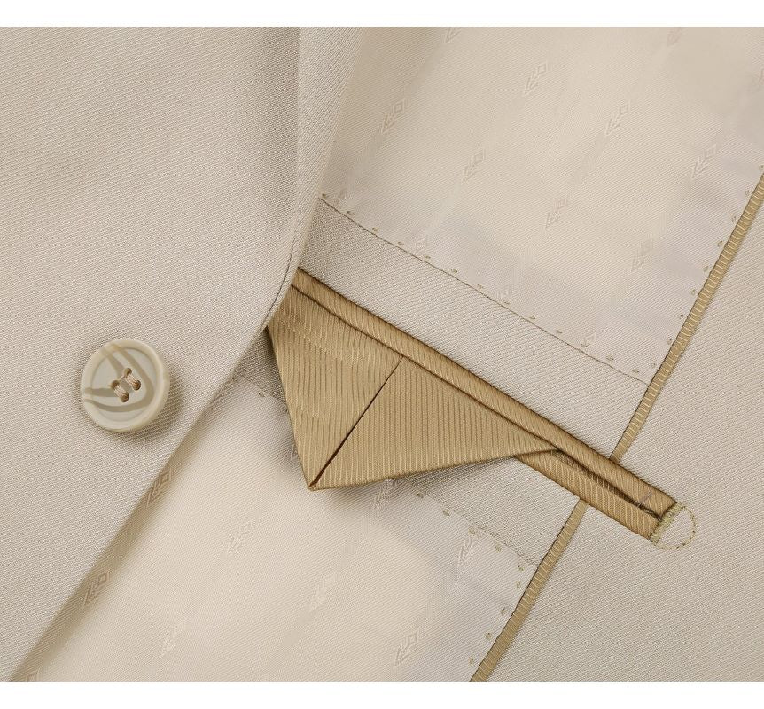 Vanderbilt Collection - Classic 2 Piece Suit 2 Buttons Regular Fit In Beige - Image 5