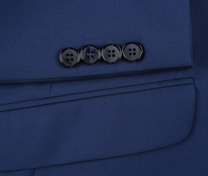 Vanderbilt Collection  - Classic 2 Piece Suit 2 Buttons Regular Fit In Blue - Image 4