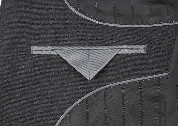 Vanderbilt Collection  - Classic 2 Piece Suit 2 Buttons Regular Fit In Charcoal Gray - Image 3