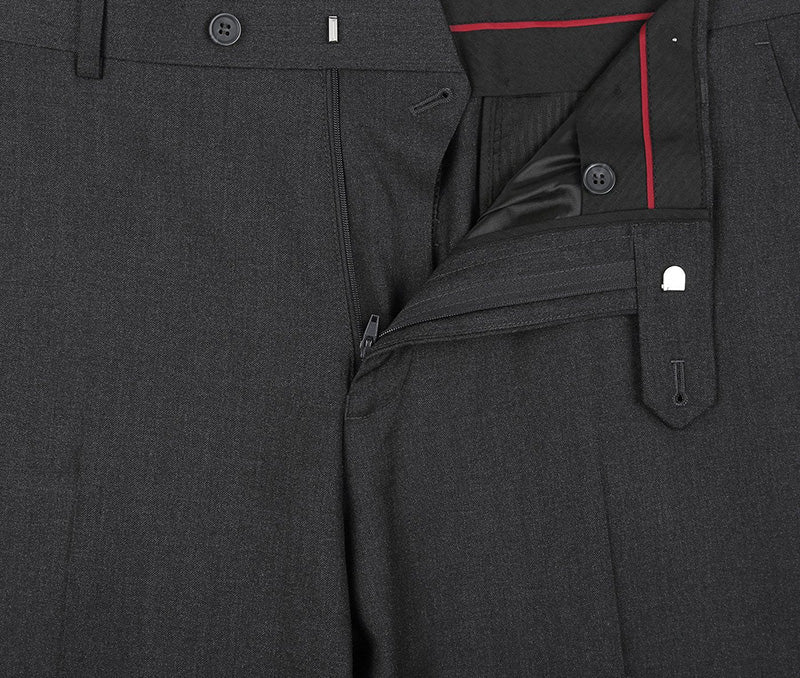 Vanderbilt Collection  - Classic 2 Piece Suit 2 Buttons Regular Fit In Charcoal Gray - Image 4