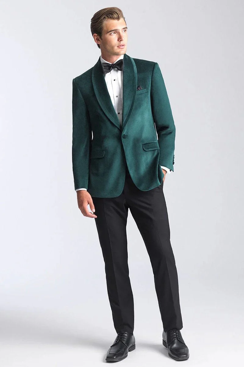 Velvet Blazer - Mens Blazer - Dinner Jacket "Venice" Emerald Green Velvet Dinner Jacket - Separates - Image 4