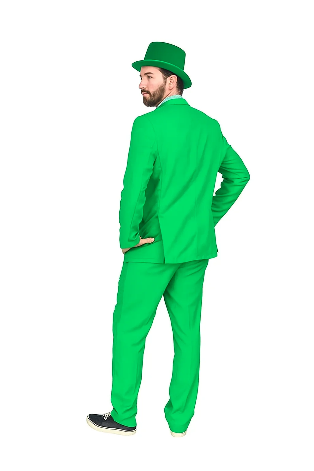Vibrant Green Costume Suit with Matching Hat – Bold Party & Event Wear - Image 5