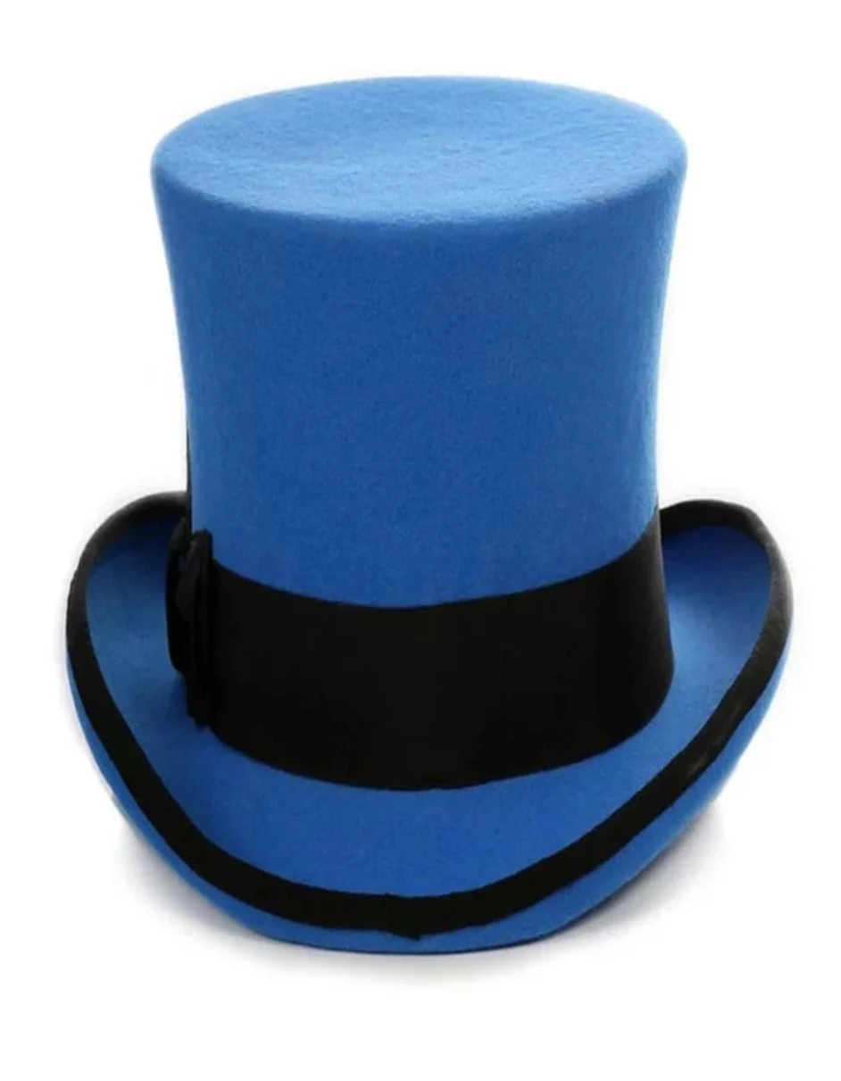 Victorian Steampunk Top Hat - 1800 19th Century - Dressy Loden Felt Top Blue and Black Hat - Image 3