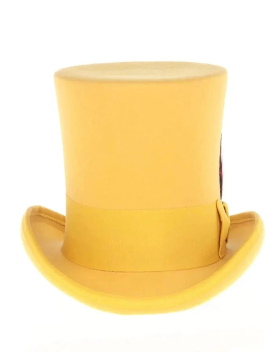 Victorian Steampunk Top Hat - 1800 19th Century - Dressy Loden Felt Top Mustard Hat - Image 3