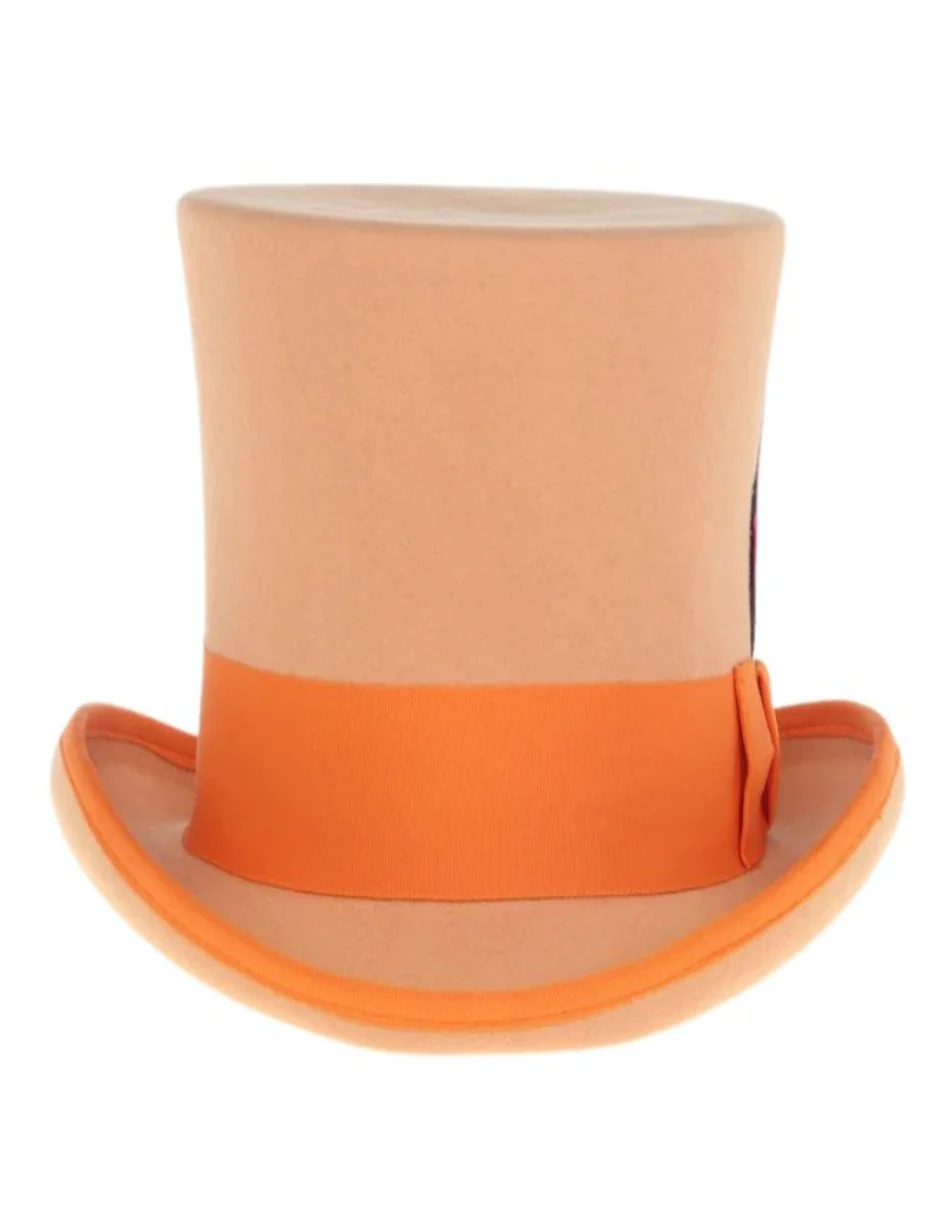 Victorian Steampunk Top Hat - 1800 19th Century - Dressy Loden Felt Top Orange Hat - Image 3