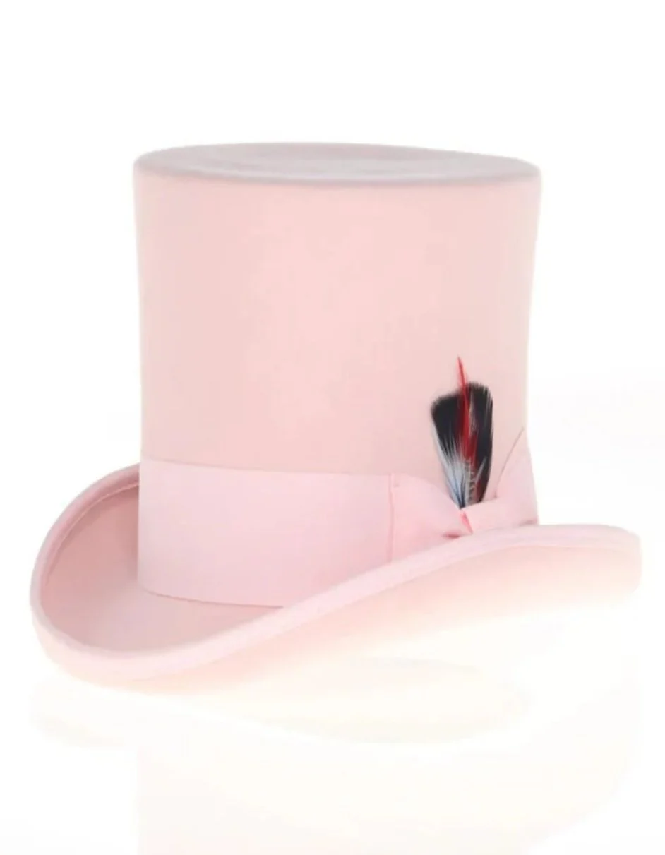 Victorian Steampunk Top Hat - 1800 19th Century - Dressy Loden Felt Top Pink Hat - Image 3