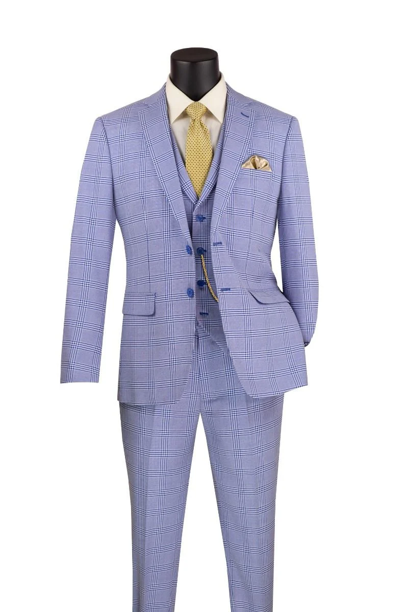 Vinci Men's 3-Piece Fit Glen Plaid Suit - Image 3