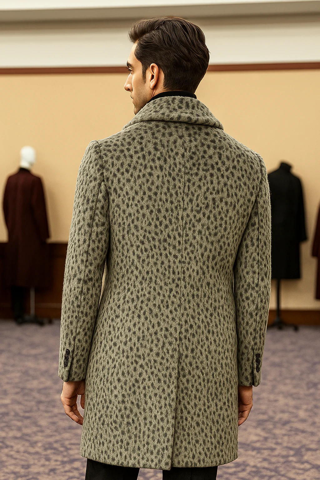 Vintage 1920s Gangster Pimp Coat – Full Length Leopard Faux Fur Style - Image 4