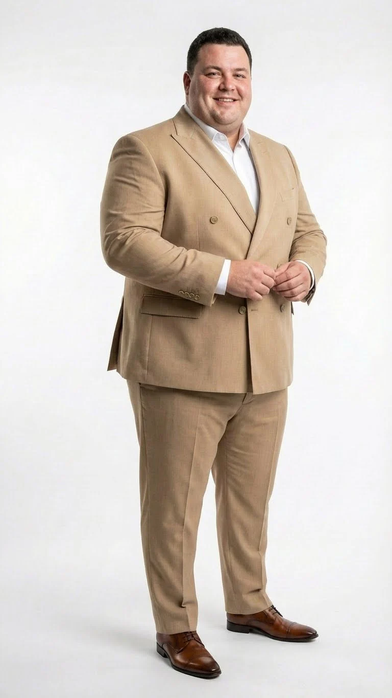 Vitali Brand Men’s Beige Double Breasted Suit – Classic Wedding, Prom & Party Wear Formal Outfit Khaki Camel Color - Image 6