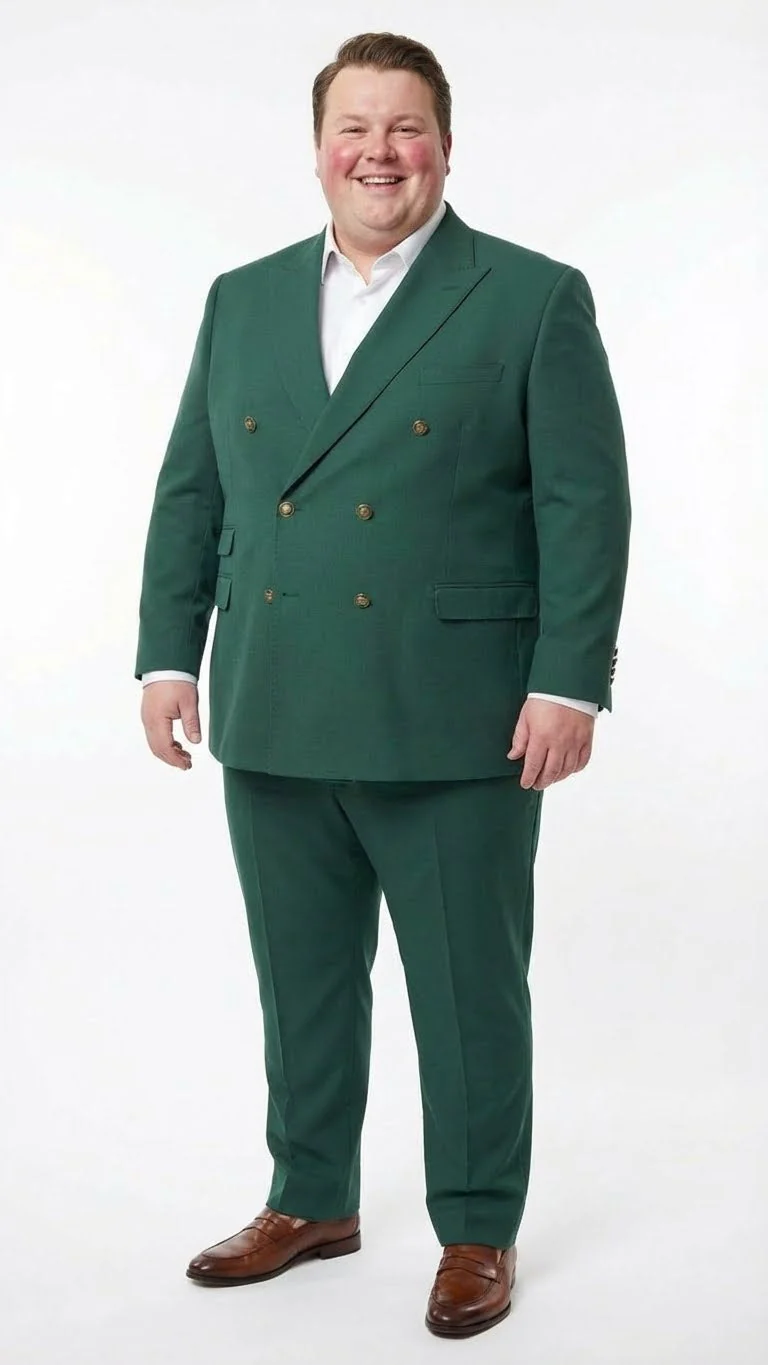 Vitali Brand Men’s Emerald Green Double Breasted Suit – Modern Fit Side Vented - Image 9