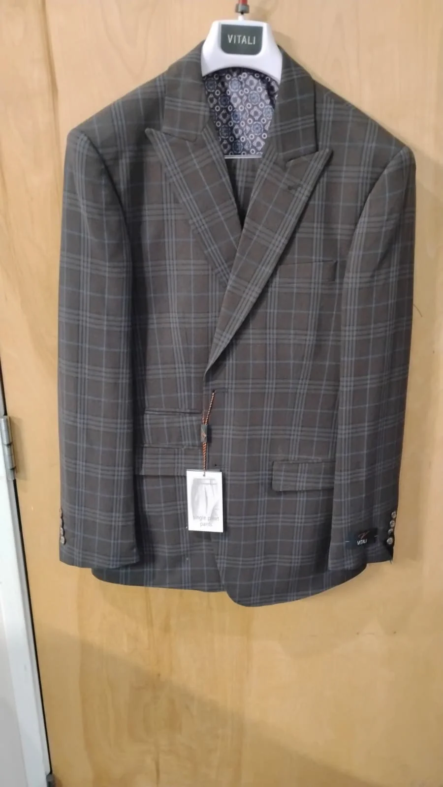 Vitali Men’s Brown Grey with blue Check 3 Piece Suit – Classic Plaid Formal Suit Set with Blazer, Vest & Trousers, Business Wedding Party Wear for Men Modern Fit - Image 18