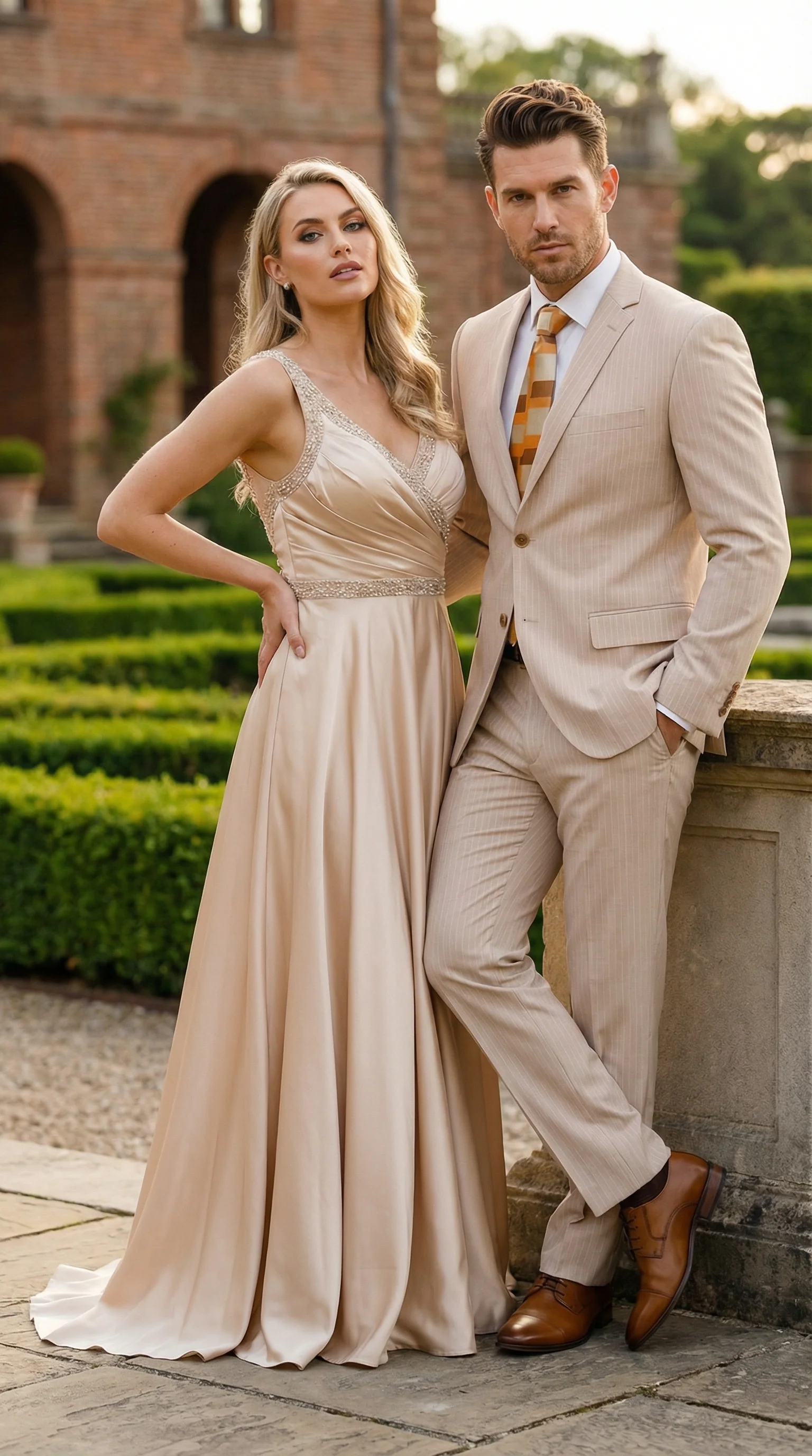 Vitali Men’s Natural Beige Pinstripe Suit – Summer Tan Pinstripe  Weddings and Business Wear - Image 10