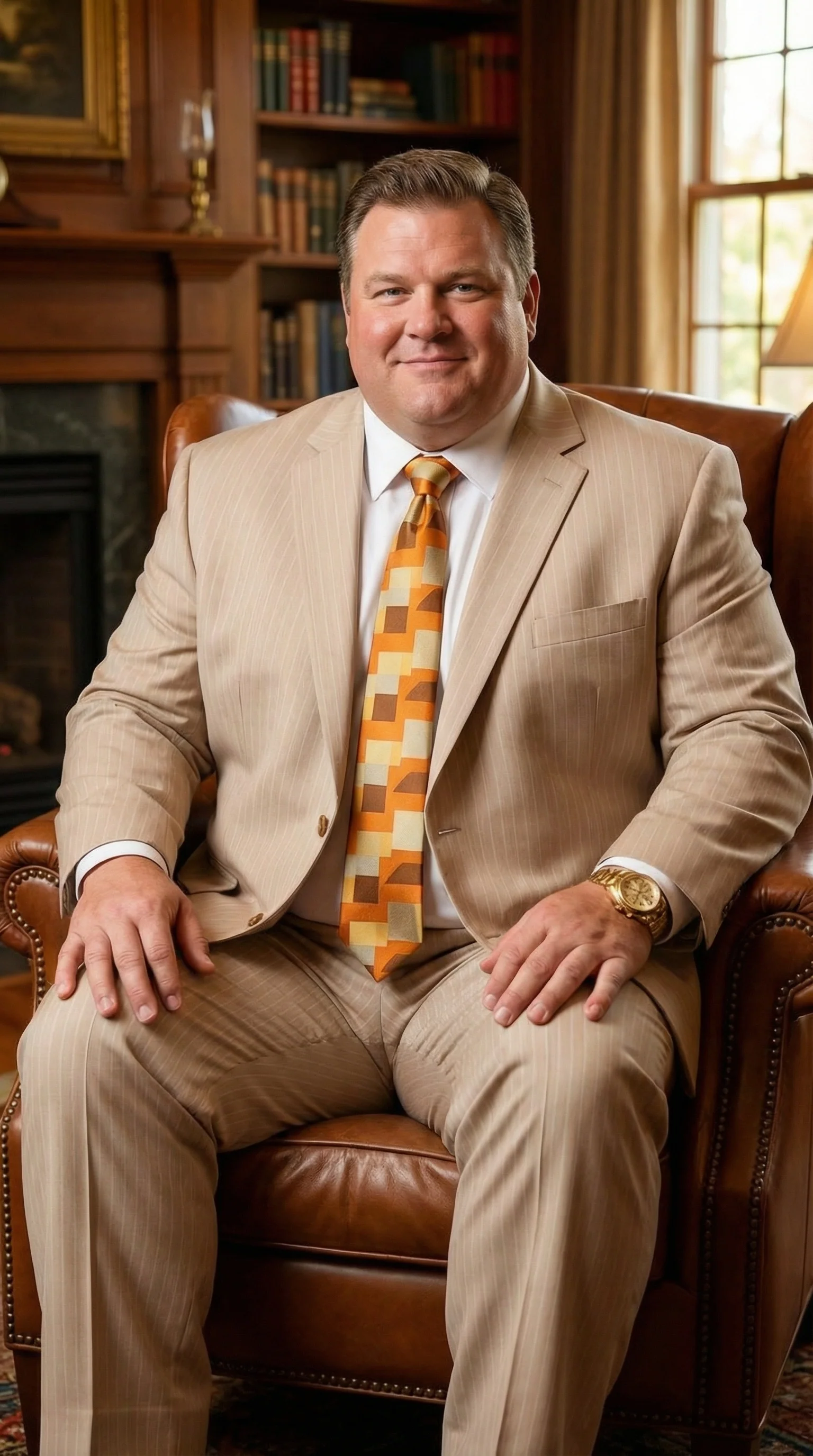 Vitali Men’s Natural Beige Pinstripe Suit – Summer Tan Pinstripe  Weddings and Business Wear - Image 6