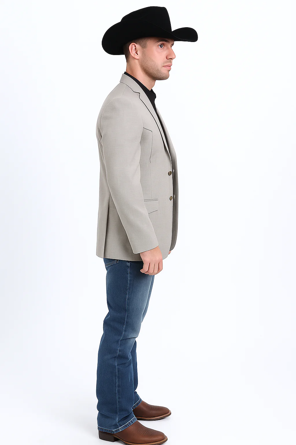 Western Blazer - Saco Para Hombre - Mens Double Button Western Beige Blazer - Image 5