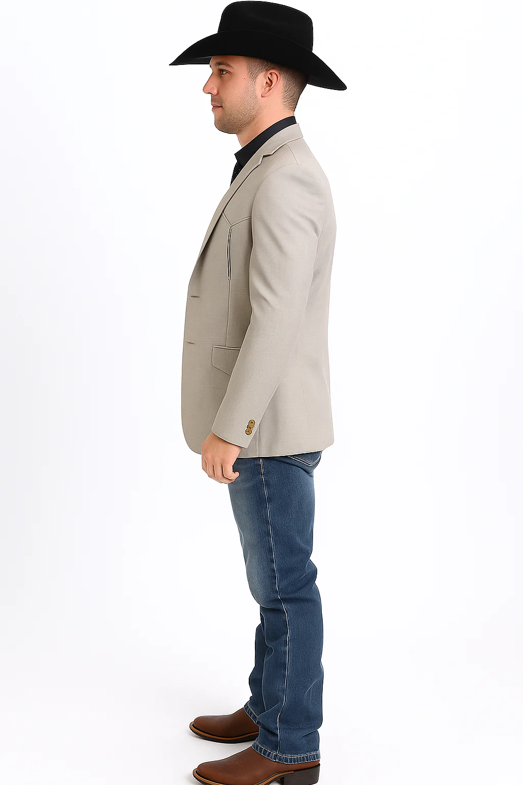 Western Blazer - Saco Para Hombre - Mens Double Button Western Beige Blazer - Image 7