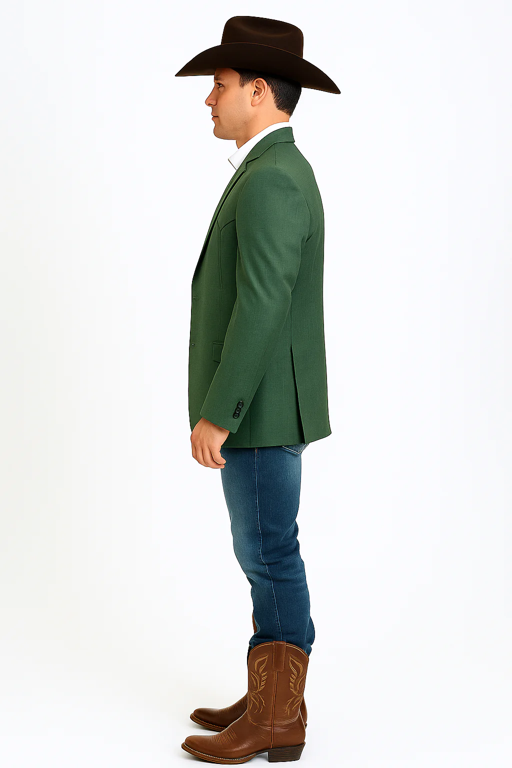 Western Blazer - Saco Para Hombre - Mens Double Button Western Green Blazer - Image 4
