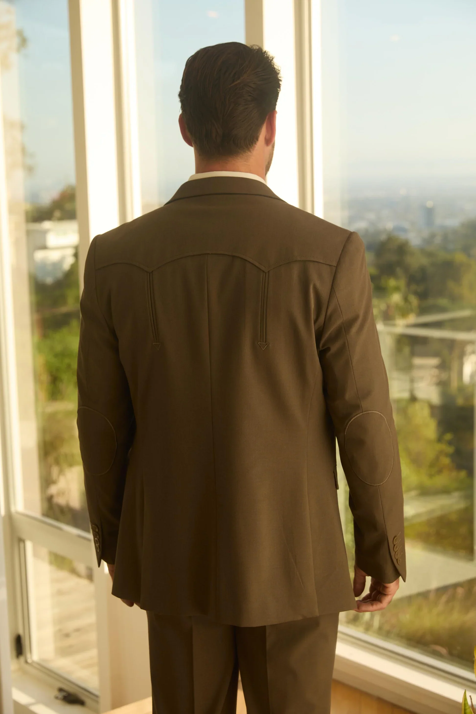 Western Style Brown Suit for Men – Refined Fit with Elbow Patch Accents - Image 2