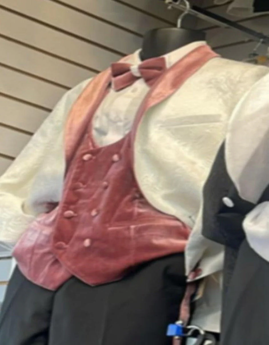 White and Pink Tuxedo - Prom Suit (Jacket + Pants + Vest + Bowtie Package) - Image 7