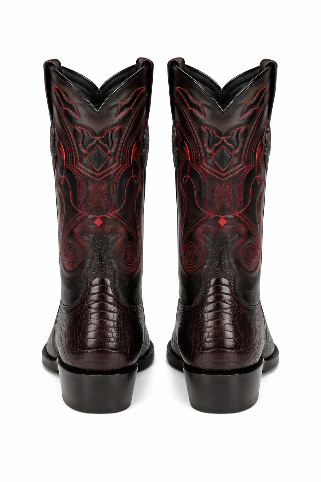 Black Cherry Ostrich Cowboy Boots J-Toe - Image 2