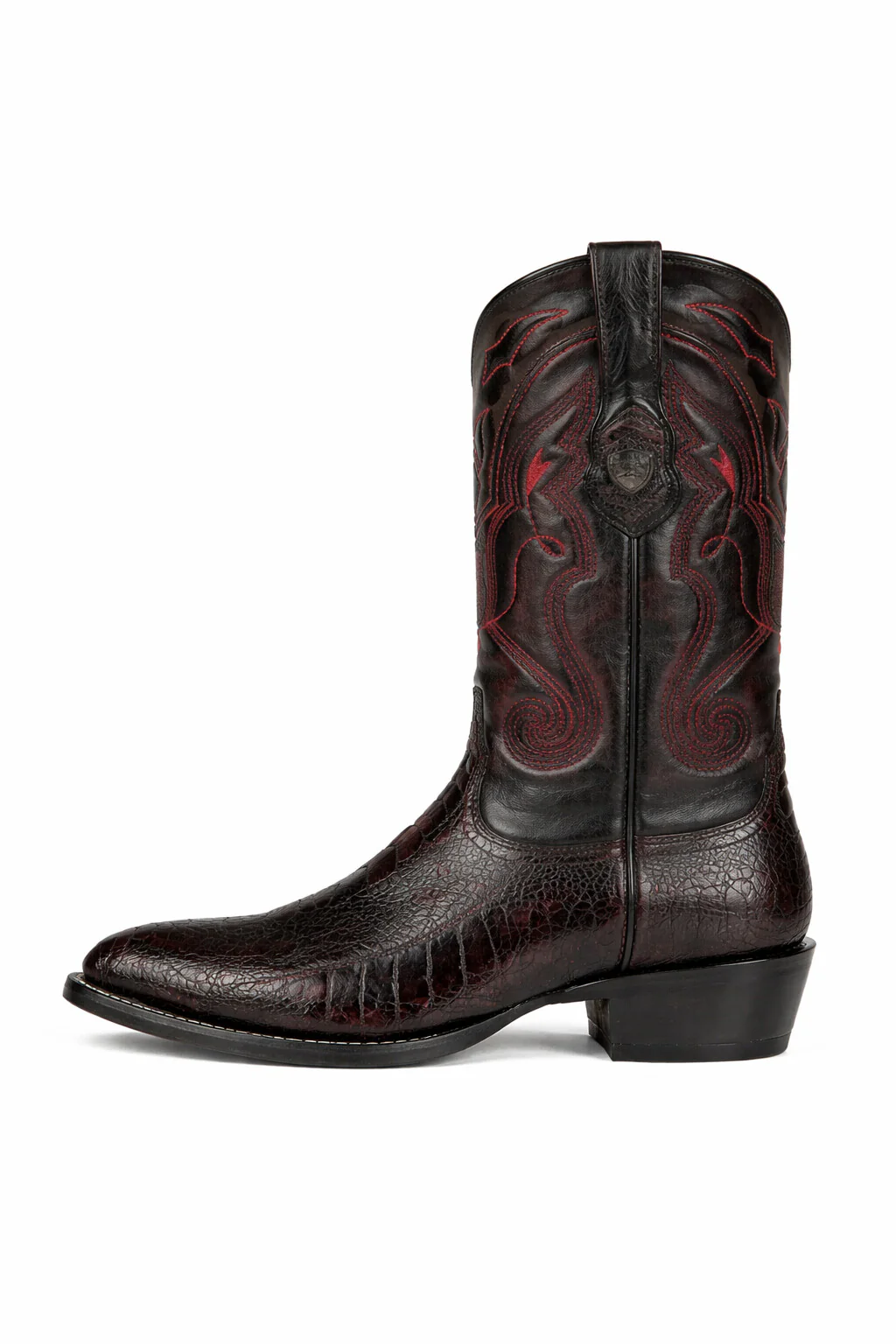 Black Cherry Ostrich Cowboy Boots J-Toe - Image 5