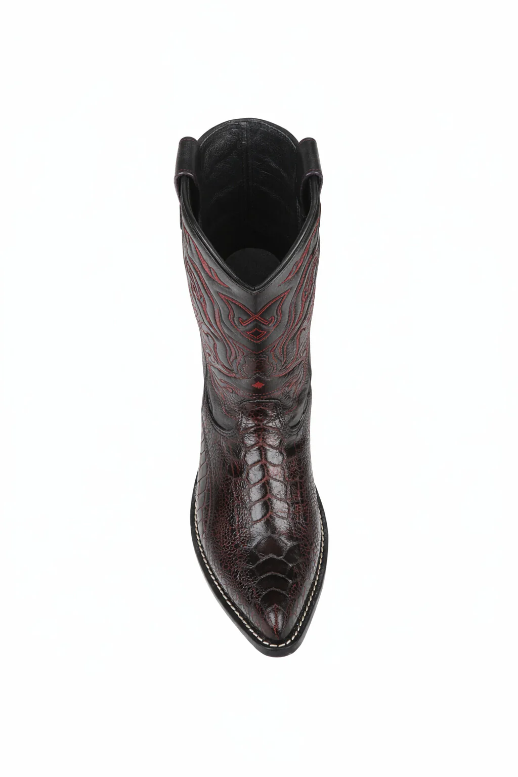 Black Cherry Ostrich Cowboy Boots J-Toe - Image 6