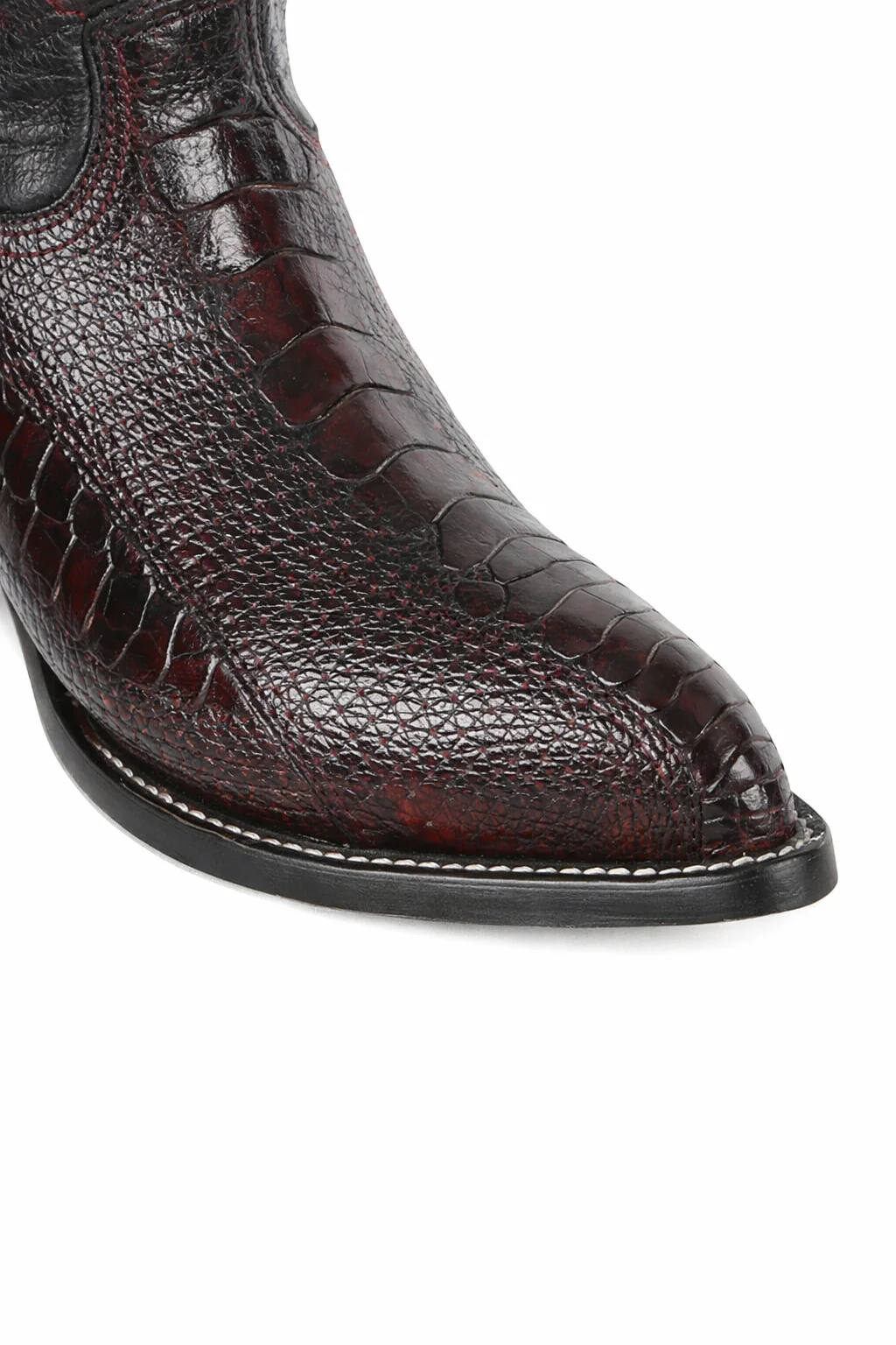 Black Cherry Ostrich Cowboy Boots J-Toe - Image 7