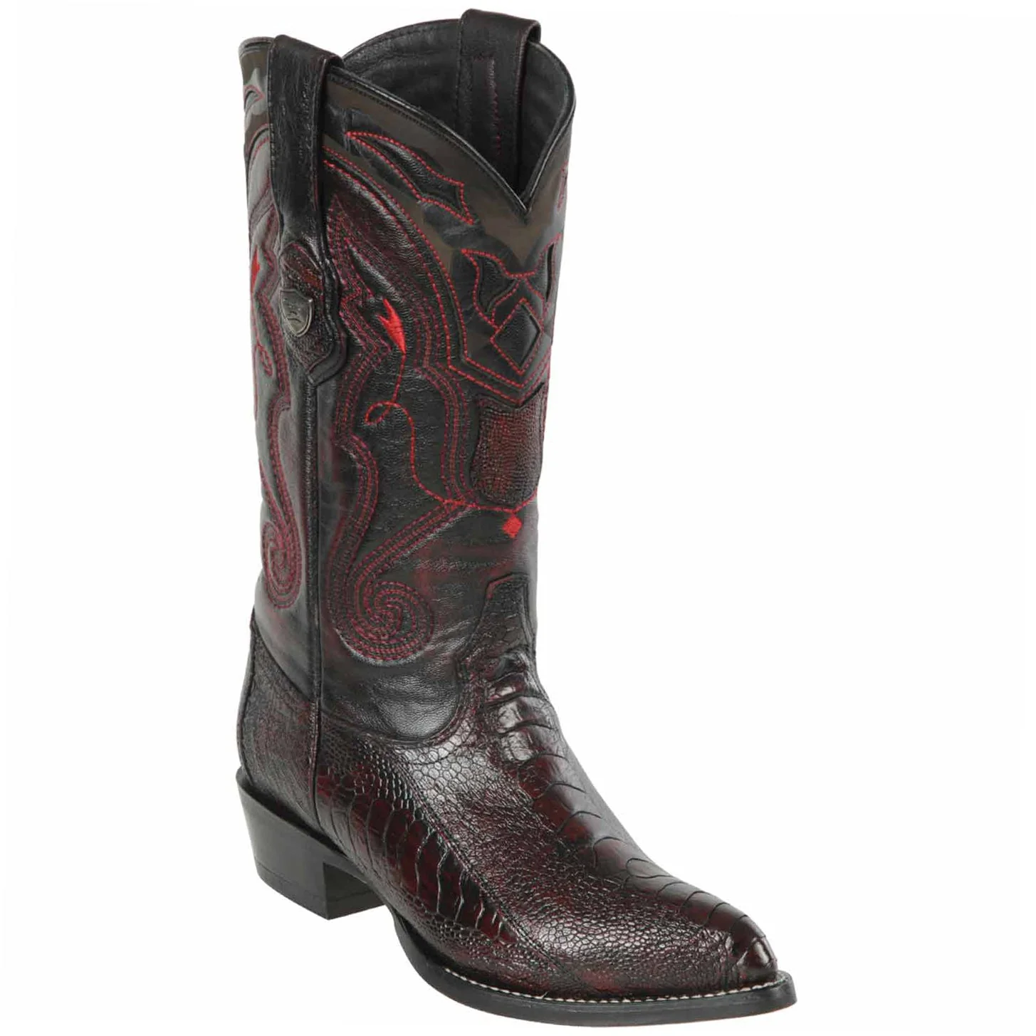 Black Cherry Ostrich Cowboy Boots J-Toe - Image 9