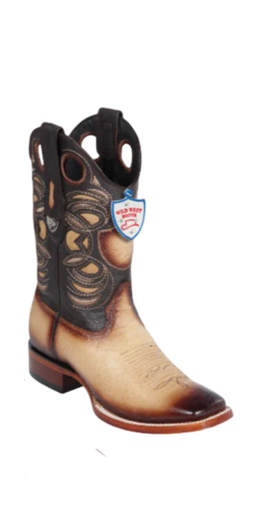 Wild West Botas de Panza de Avestruz Horma Square Toe Faded Orix