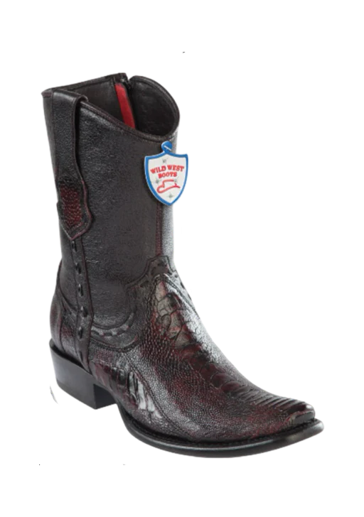 Wild West Botas de Pata de Avestruz Horma Dubai Toe Black Cherry