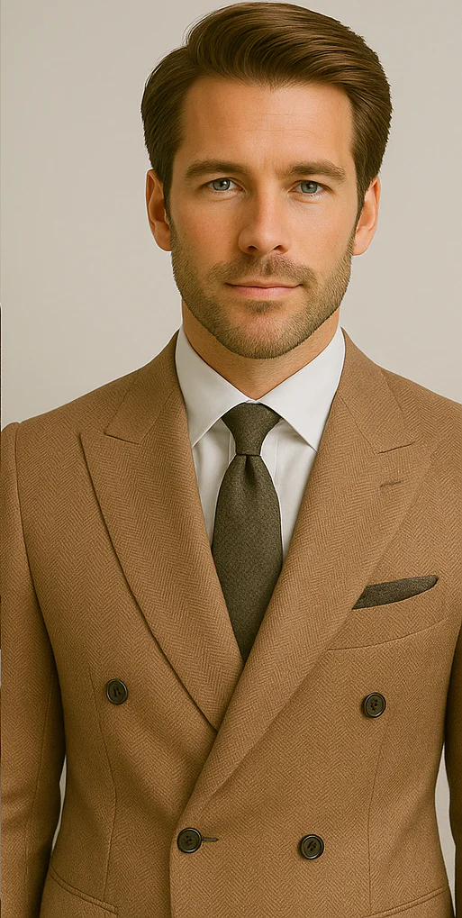 Wool Suit - Italian Made Business Suit by Statement Men's 100% Wool 2 Piece Double Breasted Suit - Subtle Windowpane - Image 7