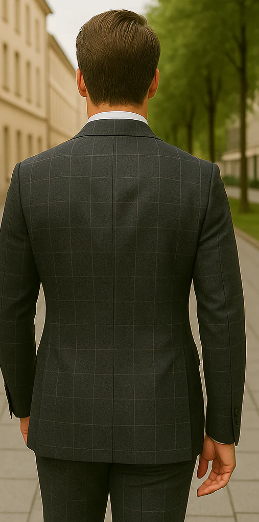 Wool Suit - Italian Made Business Suit by Statement Men's 100% Wool 2 Piece Suit - Double Breasted Plaid - Image 4
