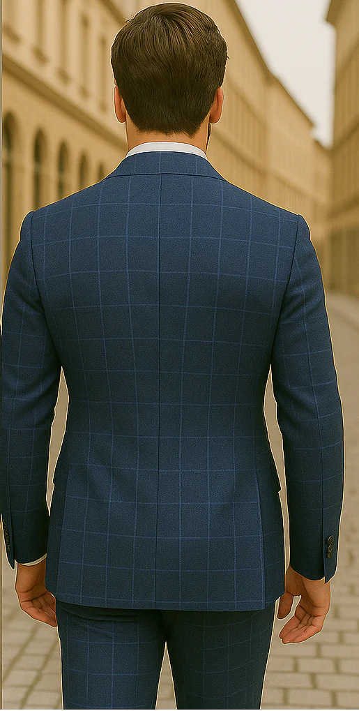 Wool Suit - Italian Made Business Suit by Statement Men's 100% Wool 2 Piece Suit - Double Breasted Plaid - Image 9