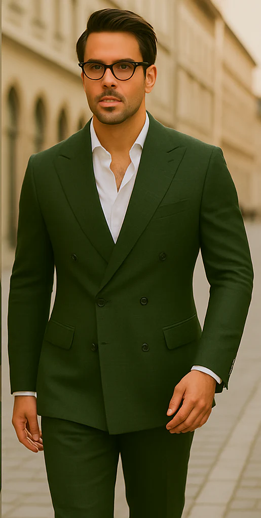 Wool Suit - Italian Made Business Suit by Statement Men's 100% Wool 2 Piece Suit - Double Breasted Windowpane - Image 10