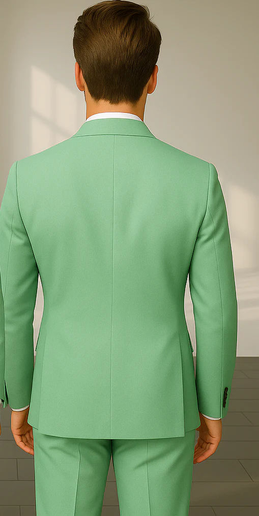 Wool Suit - Italian Made Business Suit by Statement Men's 2 Piece 100% Wool Double Breasted Suit - Pinstripe Pattern - Image 15