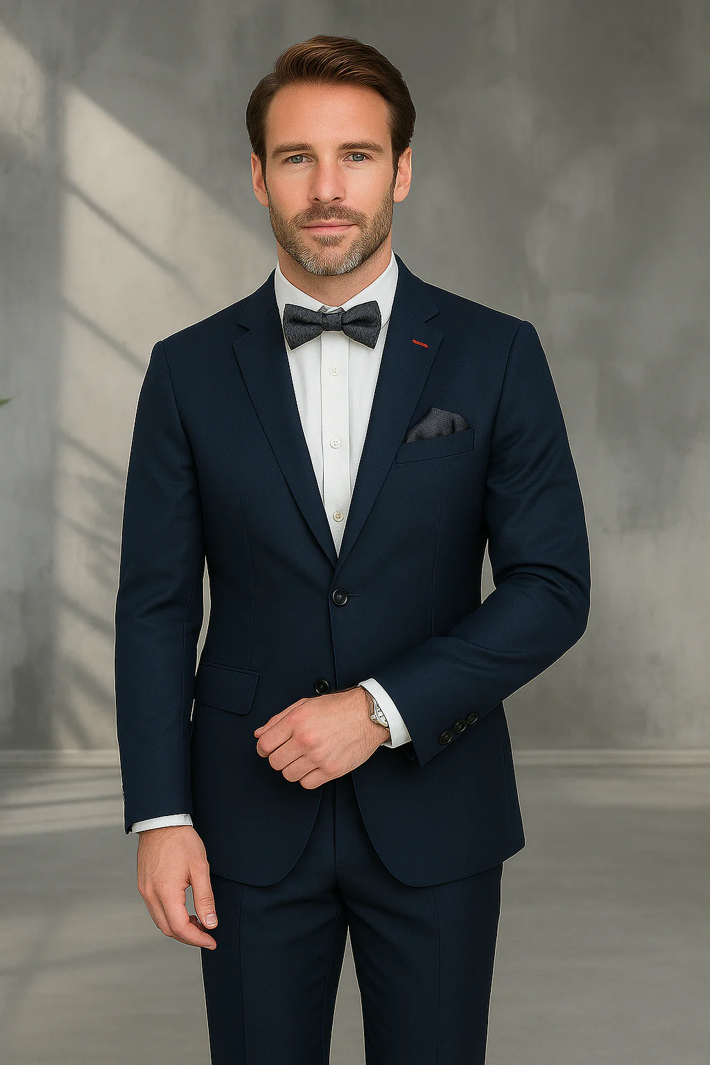 Wool Suit - Italian Made Business Suit by Statement Men's 2 Piece 100% Wool Modern Fit Suit - Subtle Texture - Image 6