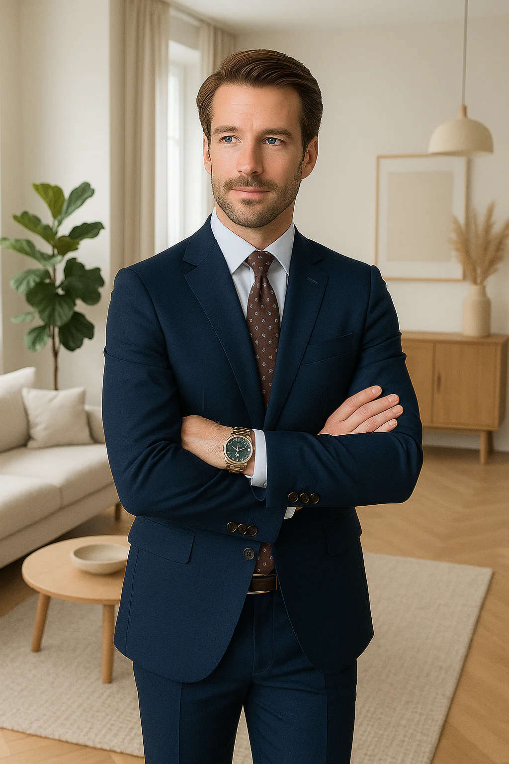 Wool Suit - Italian Made Business Suit by Statement Men's 2 Piece 100% Wool Modern Fit Suit - Subtle Windowpane - Image 18