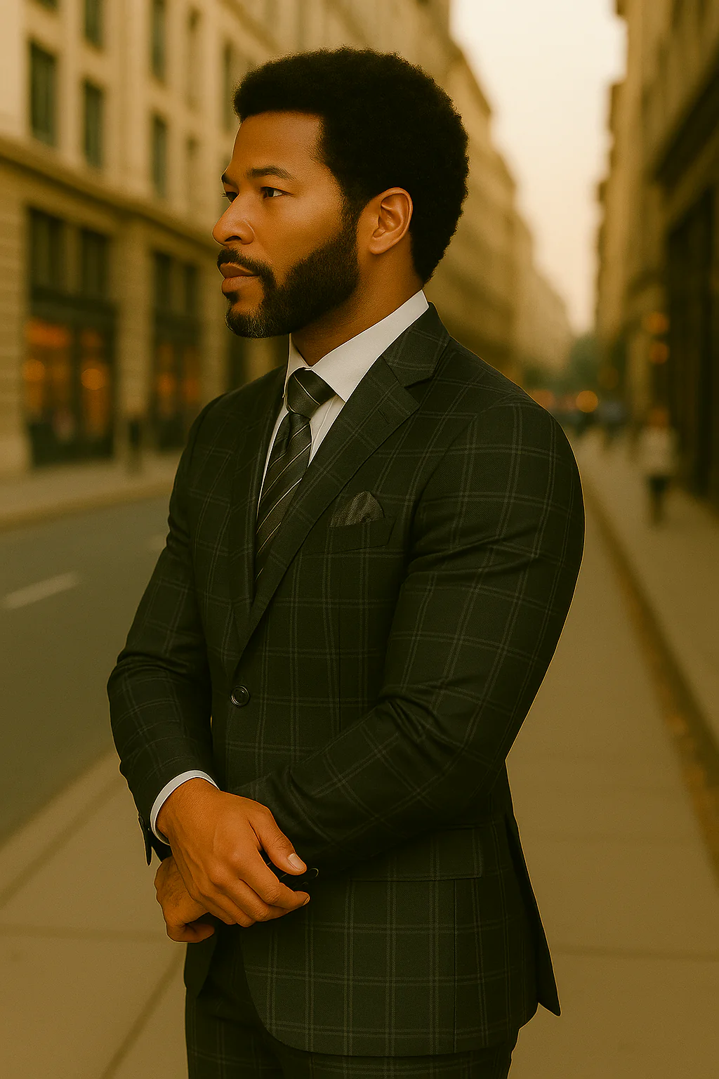 Wool Suit - Italian Made Business Suit by Statement Men's 2 Piece Big and Tall 100% Wool Fashion Suit - Bold Plaid - Image 4