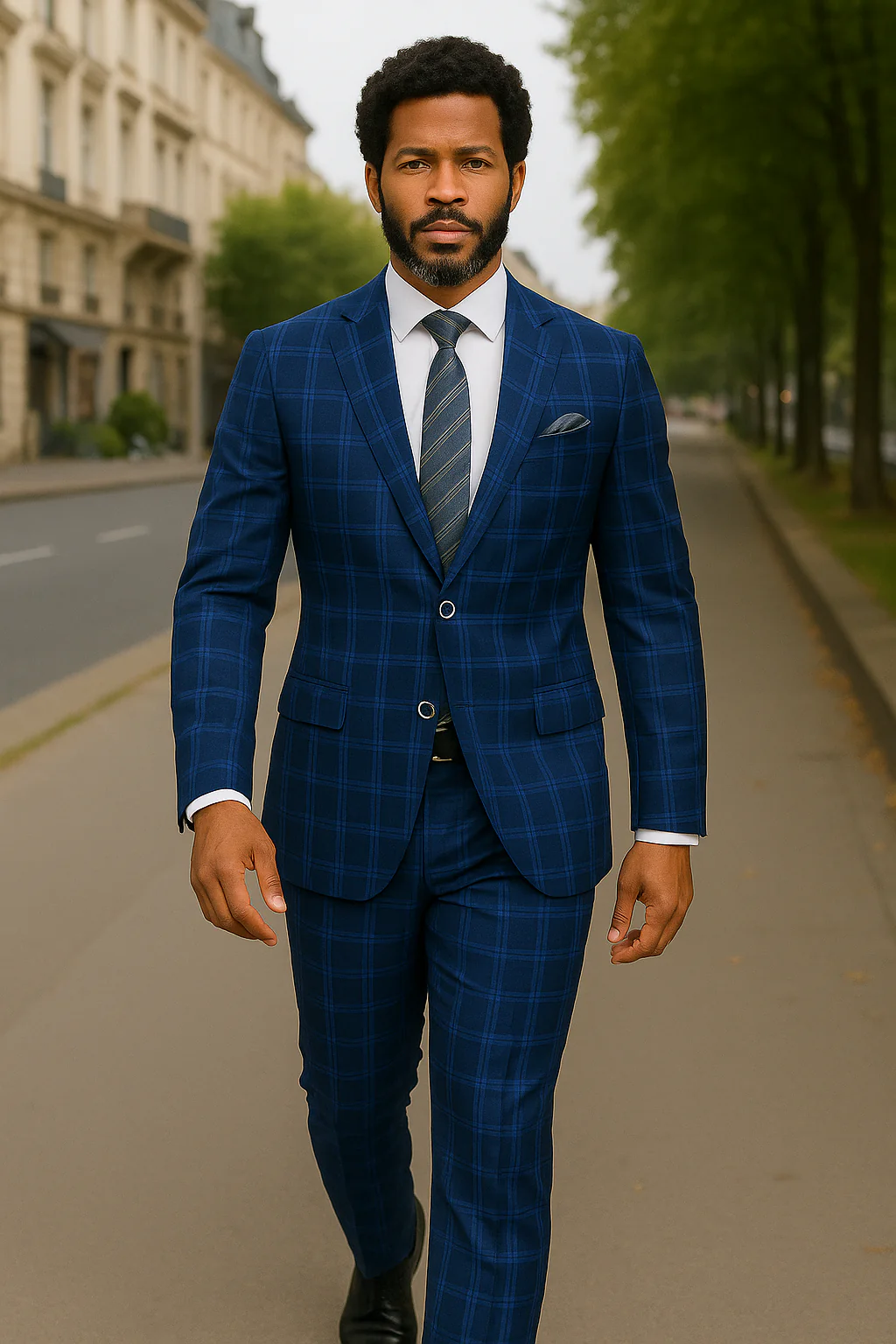 Wool Suit - Italian Made Business Suit by Statement Men's 2 Piece Big and Tall 100% Wool Fashion Suit - Bold Plaid - Image 7