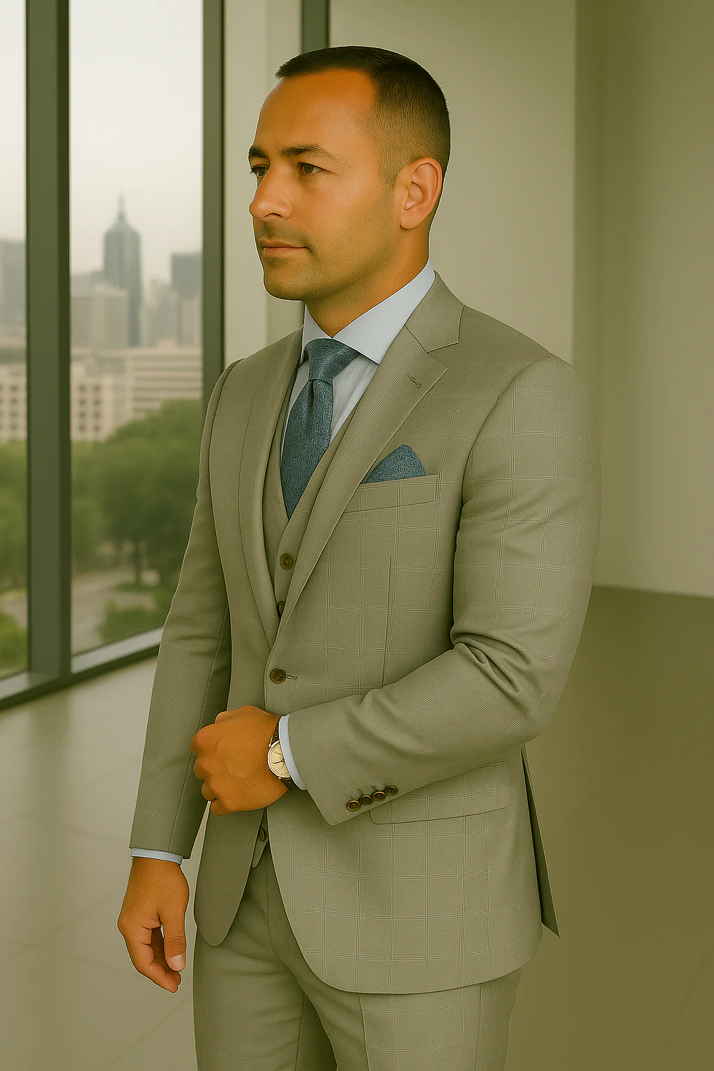 Wool Suit - Italian Made Business Suit by Statement Men's 3 Piece 100% Wool Fashion Suit - Bold Colors - Image 4