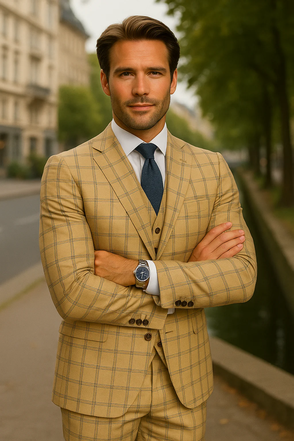 Wool Suit - Italian Made Business Suit by Statement Men's 3 Piece 100% Wool Fashion Suit - Modern Fit - Image 8