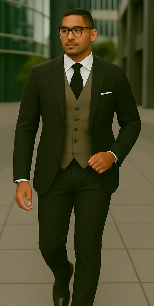 Wool Suit - Italian Made Business Suit by Statement Men's 3 Piece 100% Wool Modern Fit Suit - Bold Accent Color - Image 19