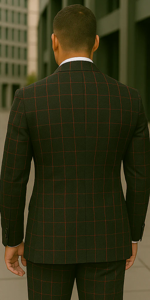 Wool Suit - Italian Made Business Suit by Statement Men's 3 Piece 100% Wool Modern Fit Suit - Bold Accent Color - Image 5