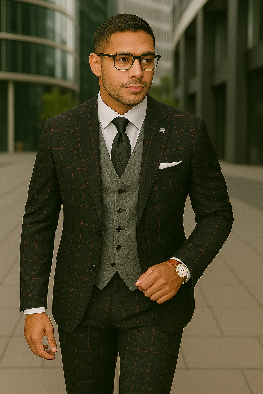 Wool Suit - Italian Made Business Suit by Statement Men's 3 Piece 100% Wool Modern Fit Suit - Bold Accent Color - Image 6