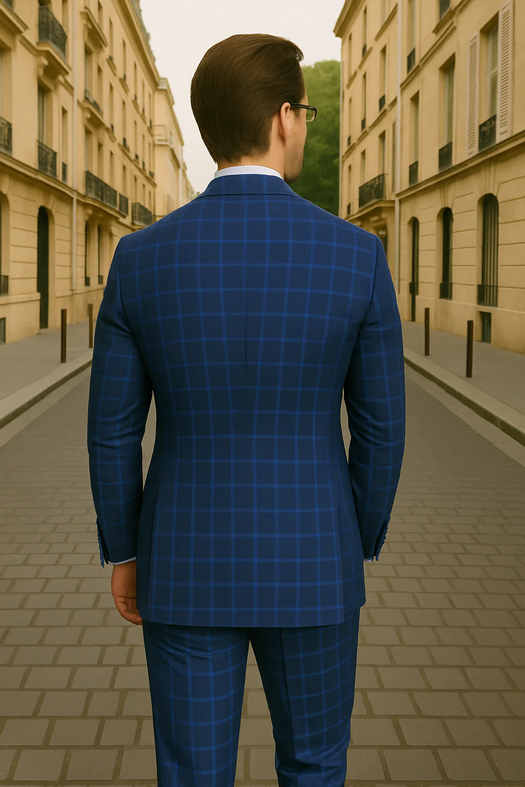 Wool Suit - Italian Made Business Suit by Statement Men's 3 Piece 100% Wool Modern Fit Suit - Classic Plaid Pattern - Image 5