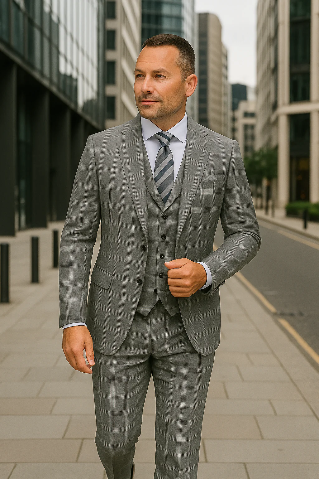 Wool Suit - Italian Made Business Suit by Statement Men's 3 Piece 100% Wool Modern Fit Suit - Coordinating Solid Color Vest - Image 2