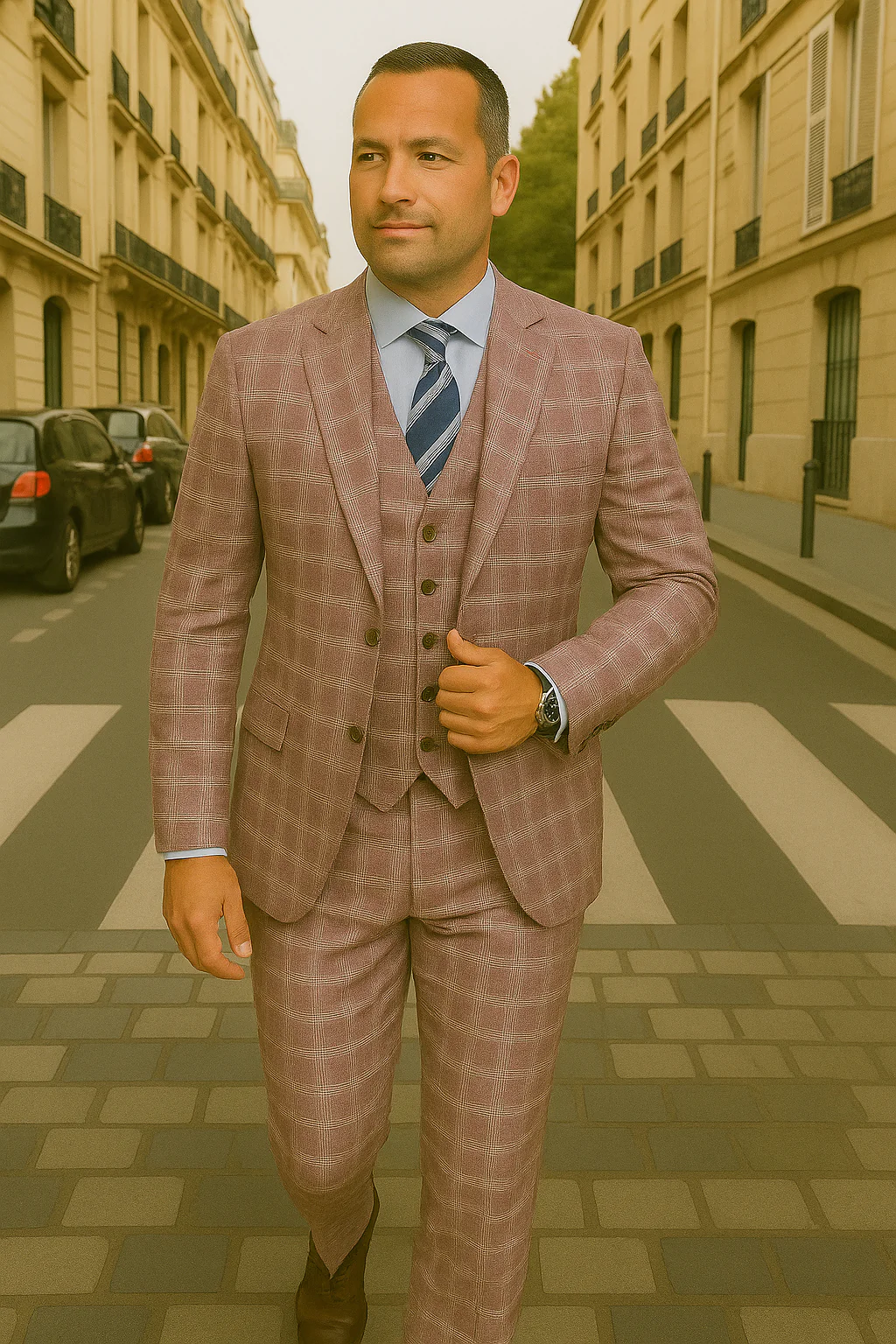 Wool Suit - Italian Made Business Suit by Statement Men's 3 Piece 100% Wool Modern Fit Suit - Coordinating Solid Color Vest - Image 7