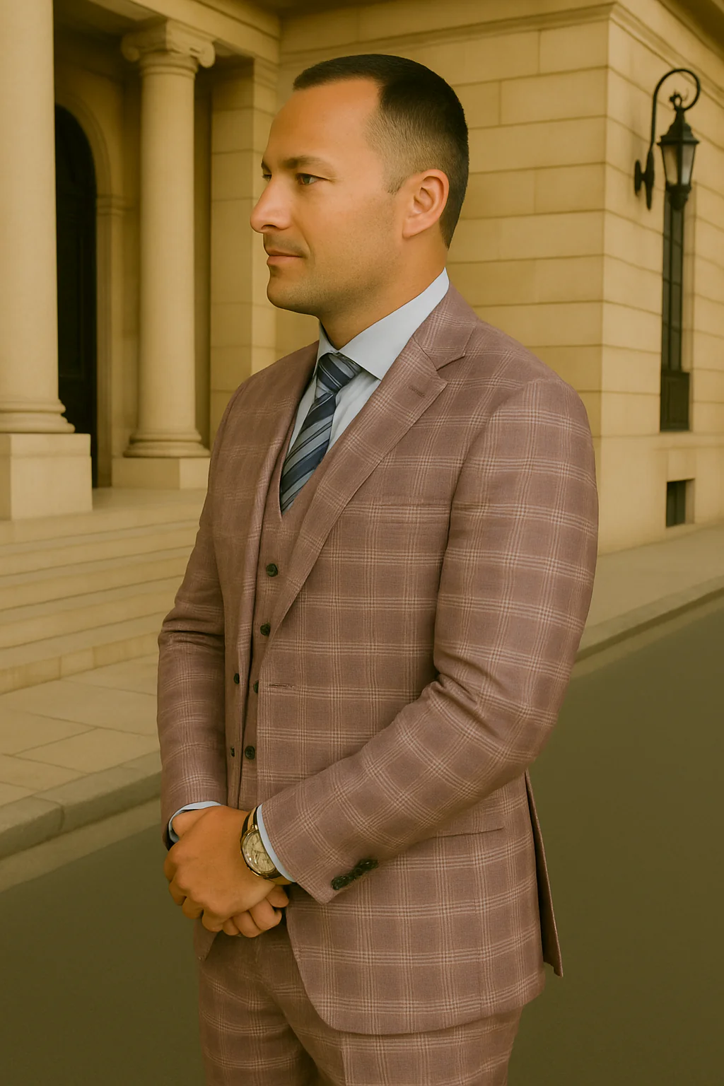 Wool Suit - Italian Made Business Suit by Statement Men's 3 Piece 100% Wool Modern Fit Suit - Coordinating Solid Color Vest - Image 9