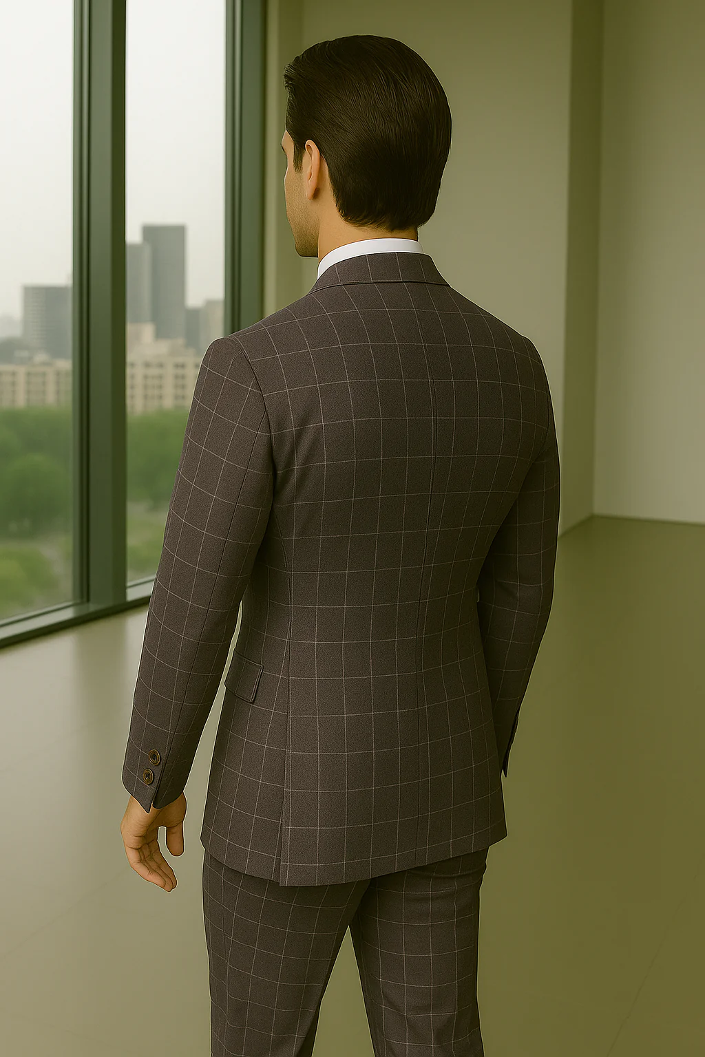 Wool Suit - Italian Made Business Suit by Statement Men's 3 Piece 100% Wool Modern Fit Suit - Fashion Pattern - Image 10
