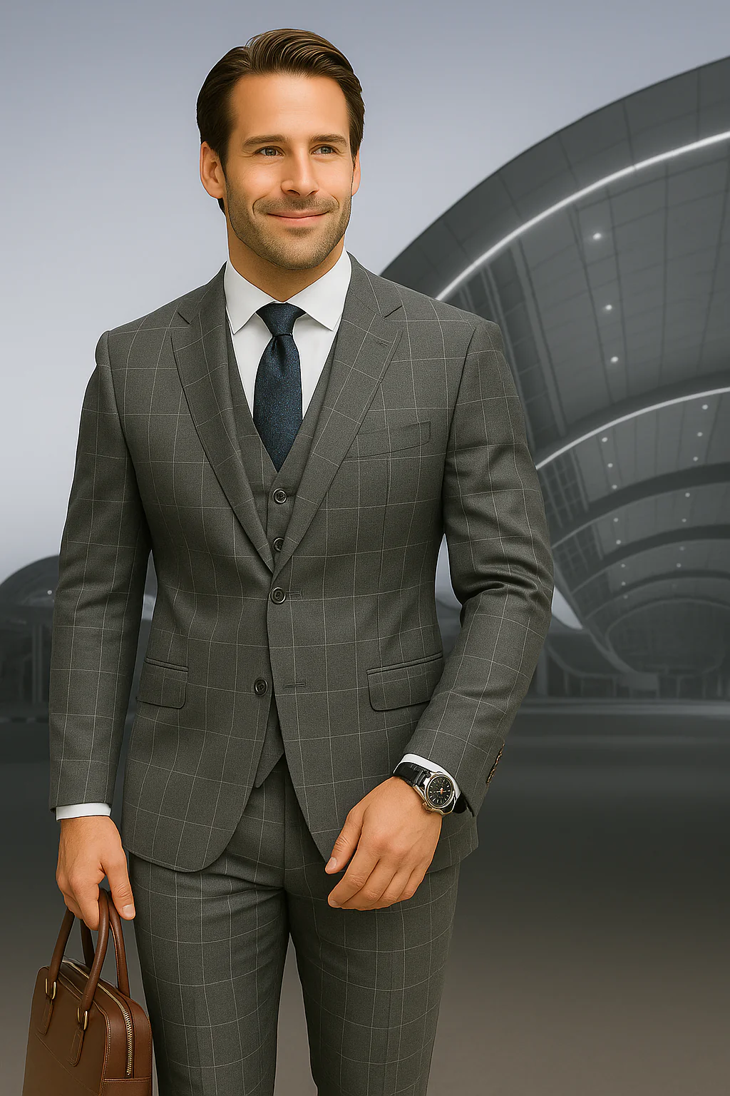 Wool Suit - Italian Made Business Suit by Statement Men's 3 Piece 100% Wool Modern Fit Suit - Fashion Pattern - Image 11