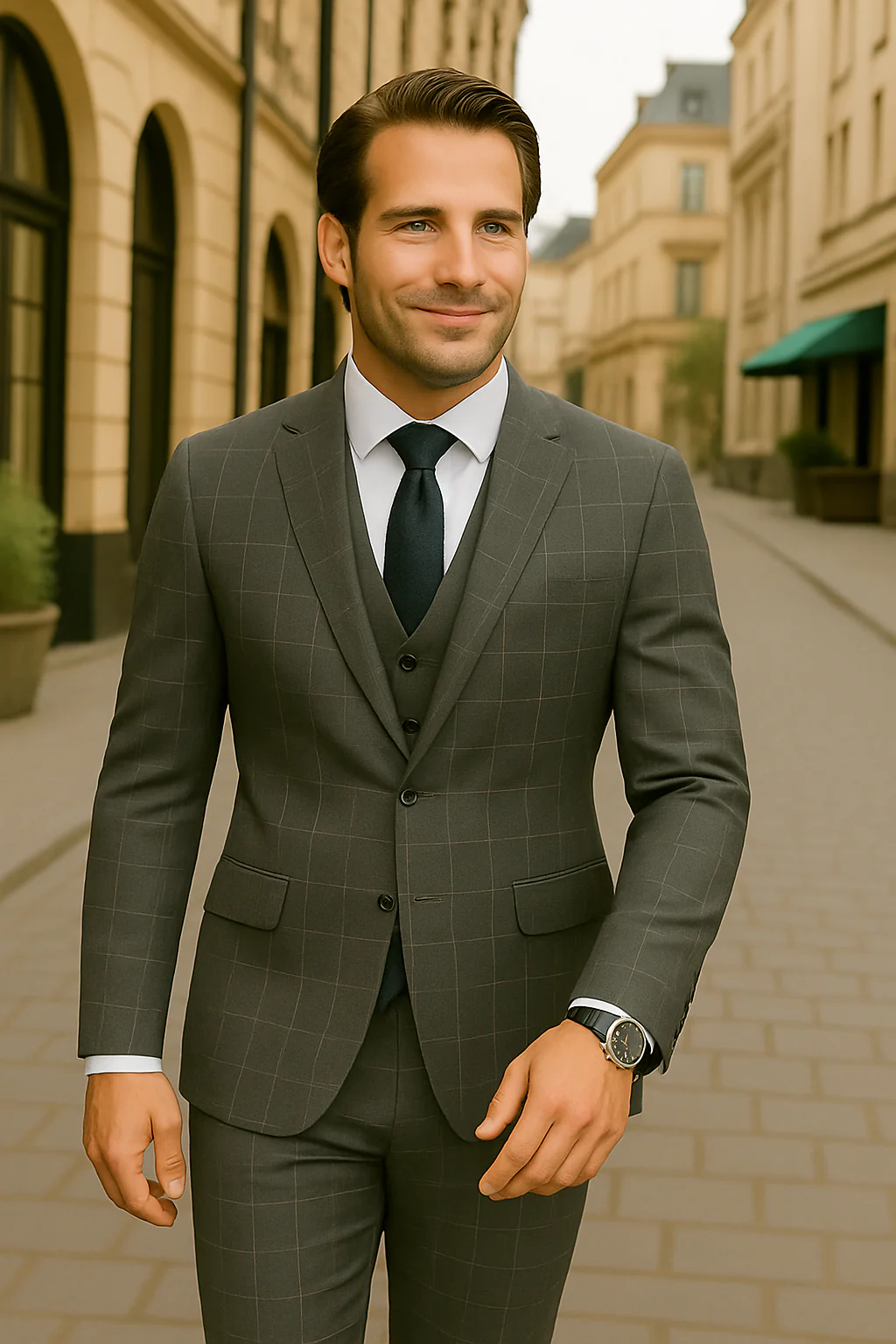 Wool Suit - Italian Made Business Suit by Statement Men's 3 Piece 100% Wool Modern Fit Suit - Fashion Pattern - Image 12